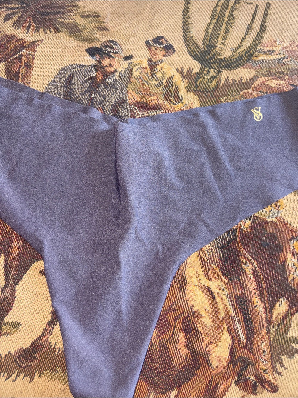 Victoria's Secret Purple Thong with Gold VS Logo